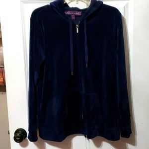 Women's XL Gloria Vanderbilt Navy blue velour hoodie.